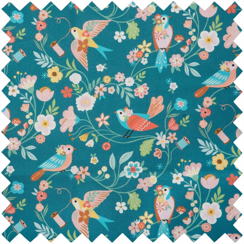 Hobby Gift Medium Sewing Box - Craft & Hobby Storage, Accessories Tray Pin Cushion Pocket PVC Handle Embroidered Lid, 9.6 x 7 x 5.7 - Bird Aviary - Image 2